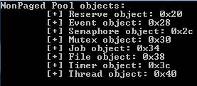 Image showing non-paged pool object sizes